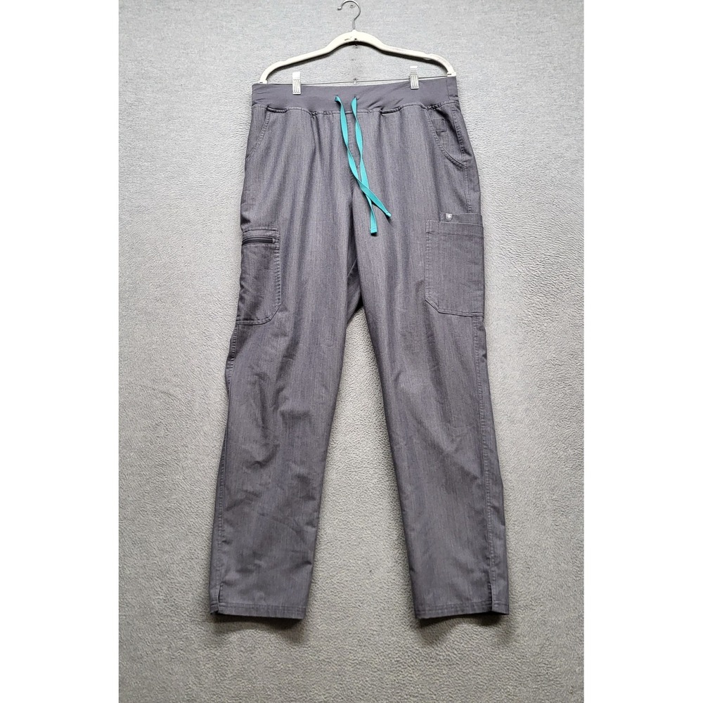 FIGS Women Scrub Pants XLT Gray Yola Skinny Cargo Pockets 31"